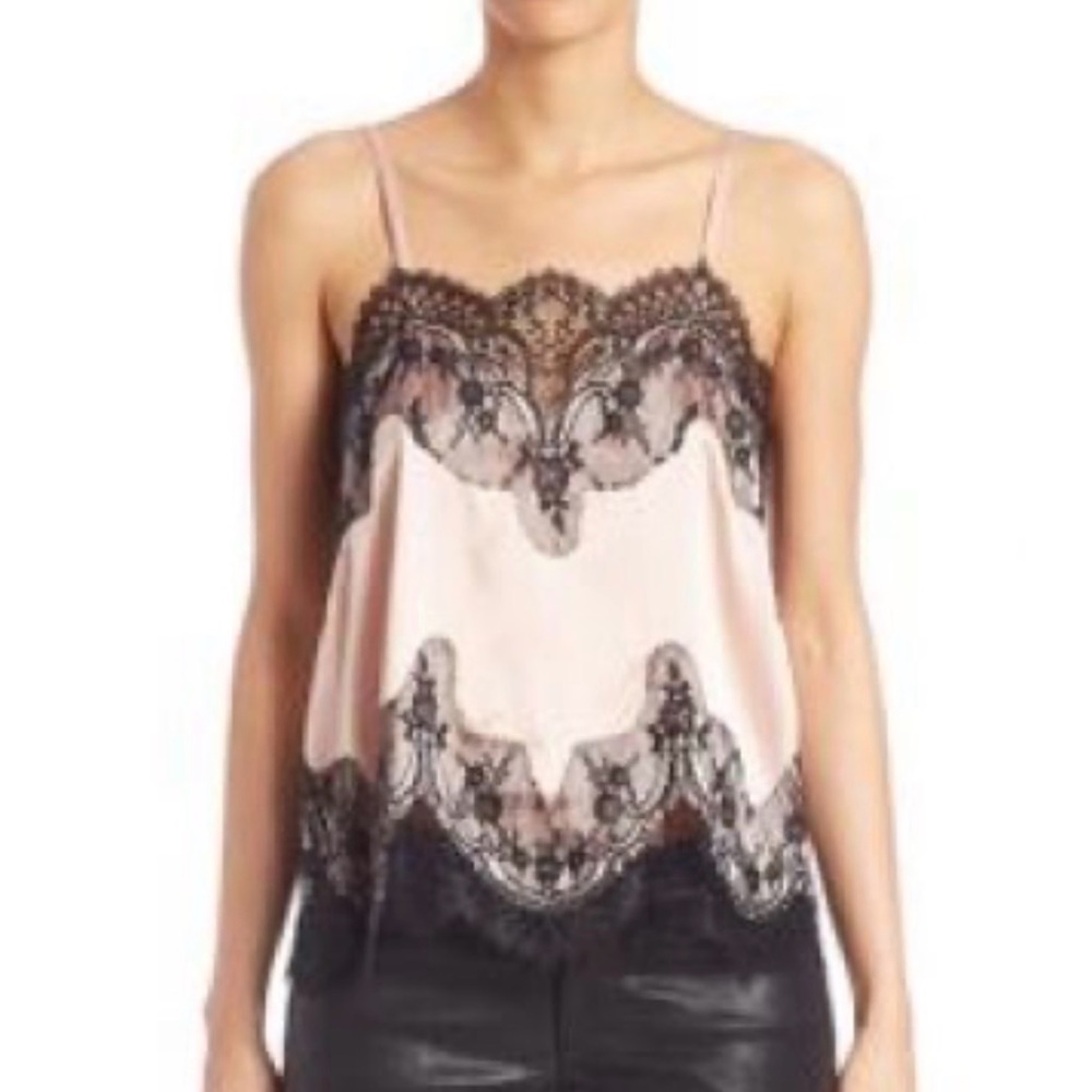 Sondra Lace-Trim Silk Camisole Tank